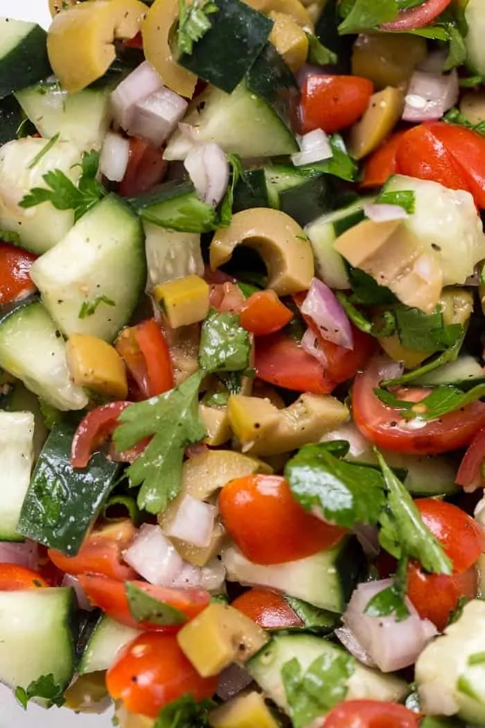 mediterranean salad with tomatoes, cucumbers and olives