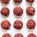 vegan chocolate truffles rolled in strawberries