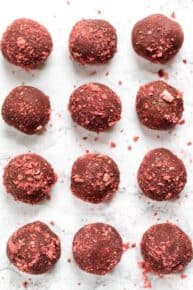 vegan chocolate truffles rolled in strawberries