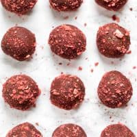 vegan chocolate truffles rolled in strawberries