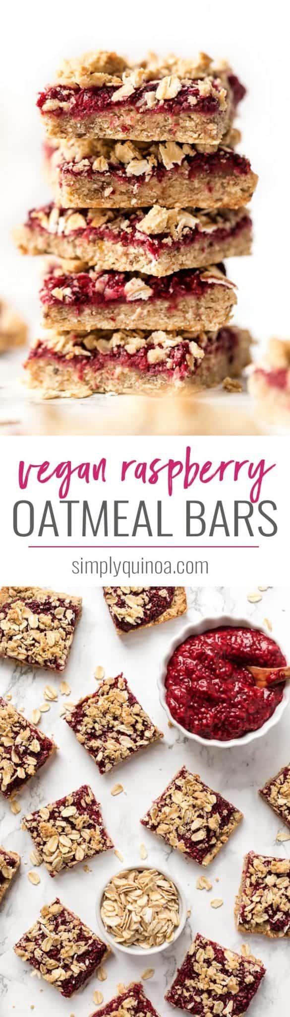 vegan raspberry oatmeal bars with oats and almond flour