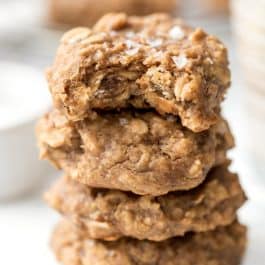 salted peanut butter breakfast cookies with banana, oats and quinoa