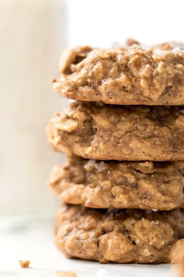 salted peanut butter breakfast cookies with oats and quinoa