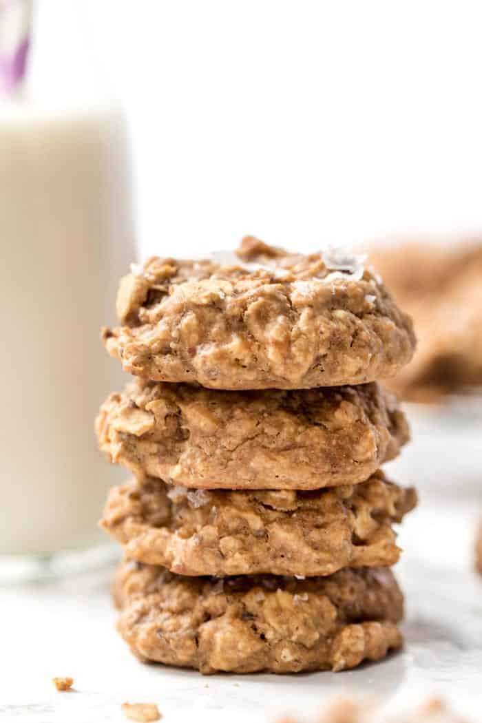 salted peanut butter breakfast cookies with oats and quinoa