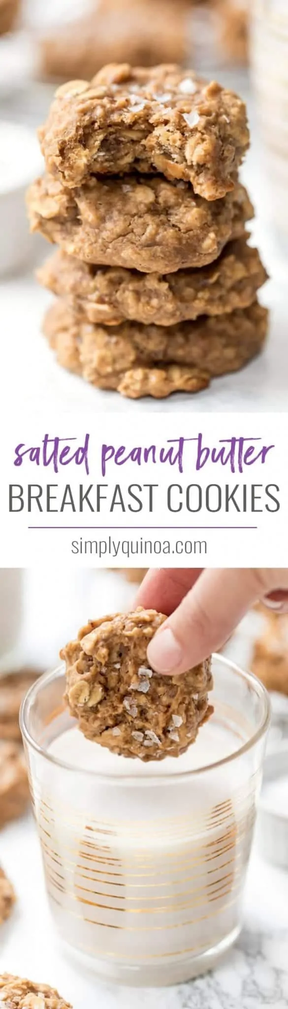 healthy peanut butter breakfast cookies with flaked sea salt on top