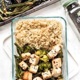vegan meal prep recipe tofu quinoa bowls