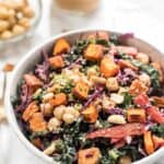 superfood kale salad with spicy thai almond butter sauce