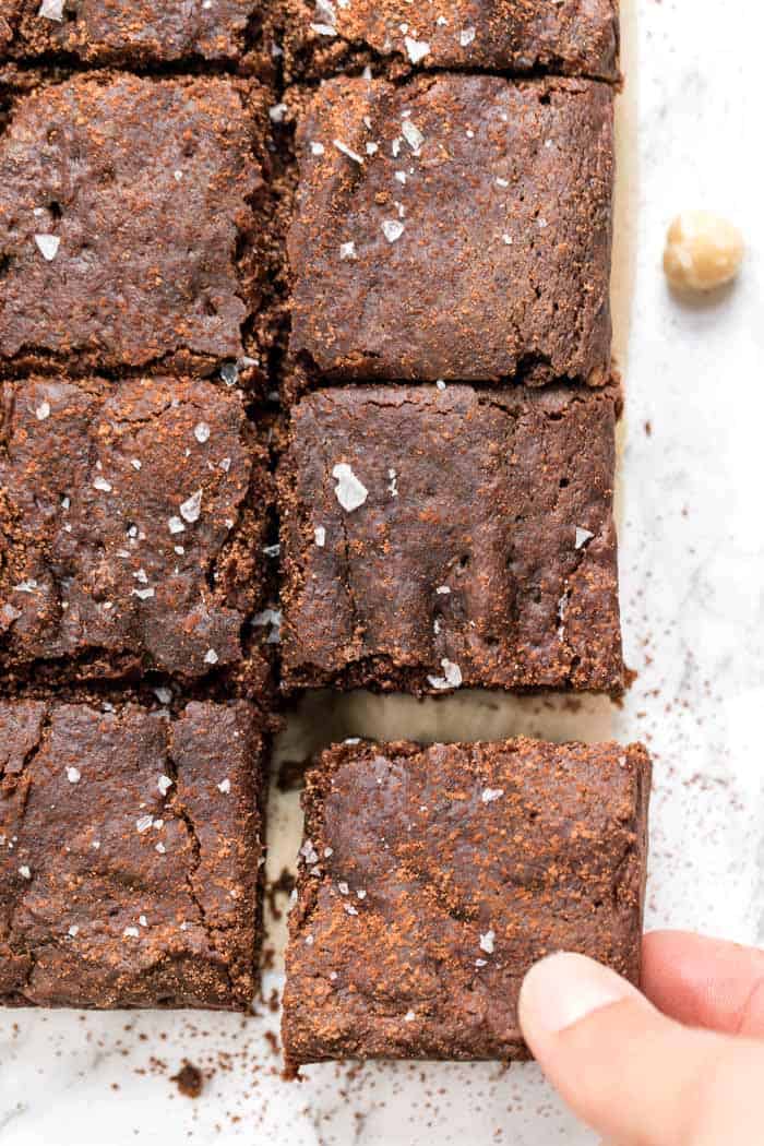 healthy vegan nutella brownies made with quinoa and homemade nutella