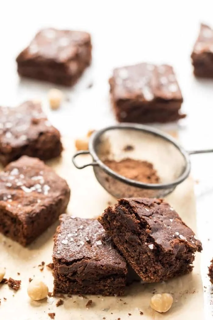 healthy vegan brownies made with homemade nutella