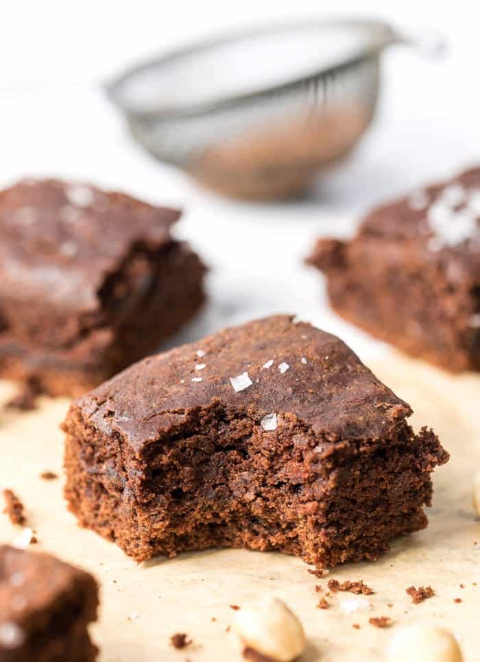 healthy vegan brownies with homemade nutella and quinoa flour