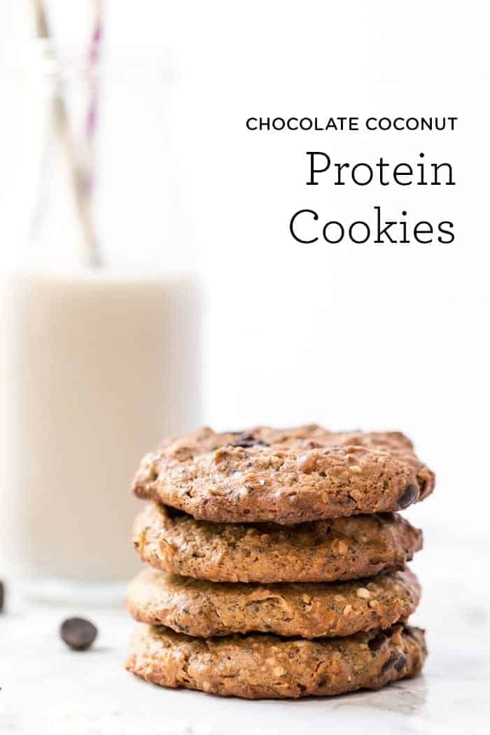 vegan high protein cookies with chocolate and coconut