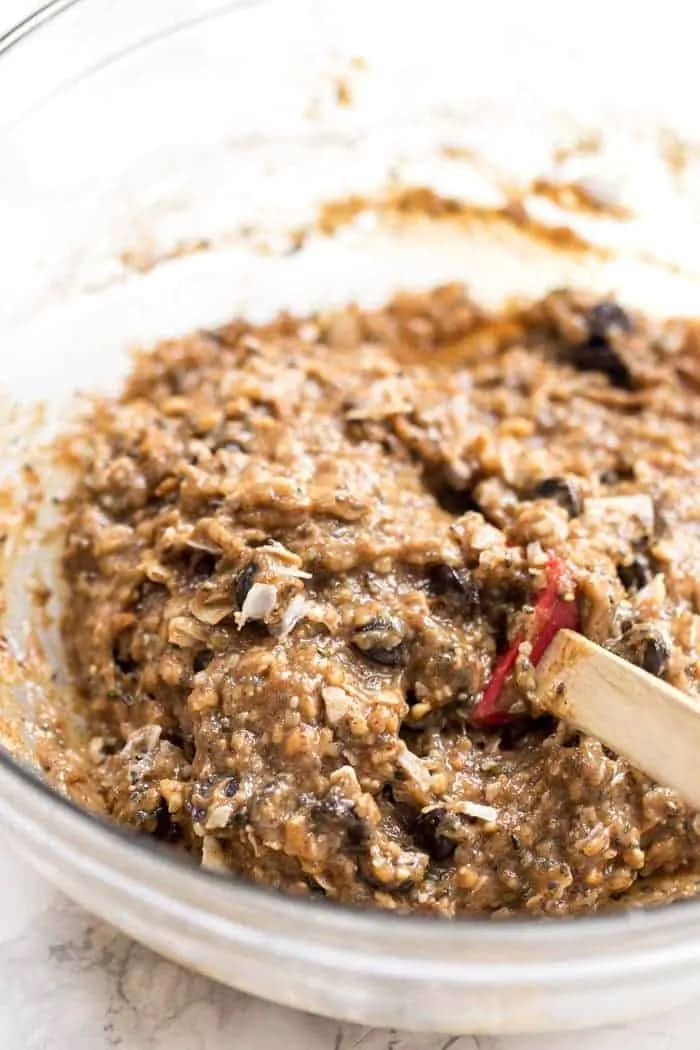 healthy protein cookies with chocolate chips and flaked coconut