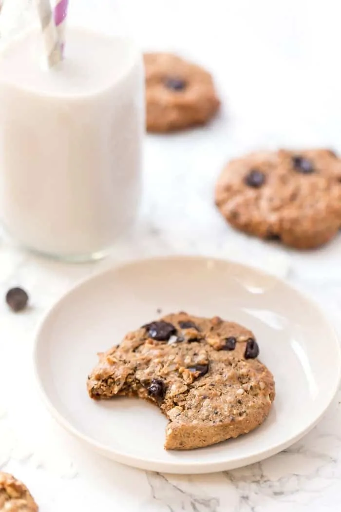 healthy protein cookies with chocolate and coconut