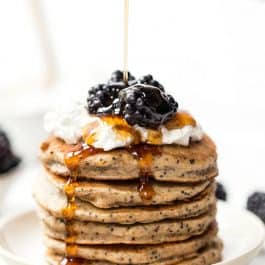 lemon poppy seed pancakes that are also gluten-free and vegan