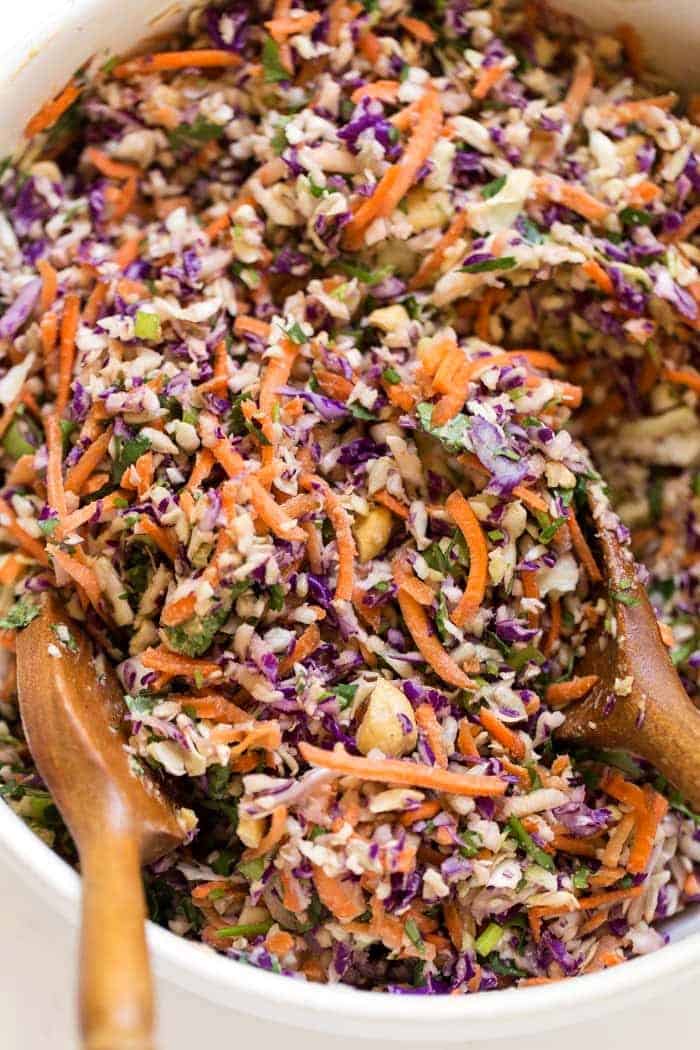 Mayo-Free Vegan Coleslaw with Spicy Tahini Sauce - Simply 