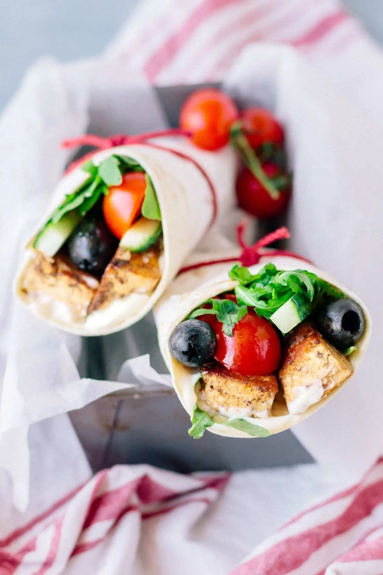 mediterranean wraps with grilled tofu