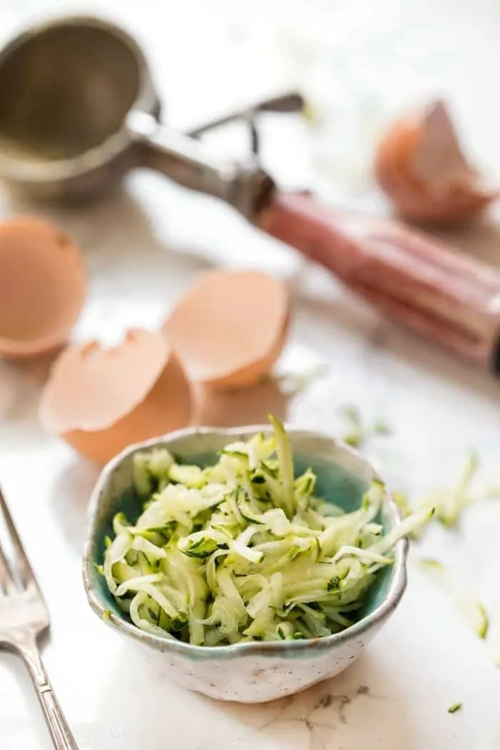 how to make savory almond flour waffles with zucchini and hummus