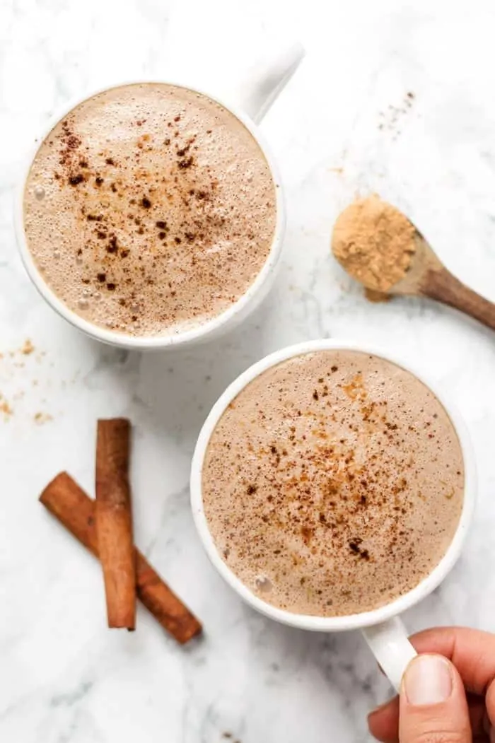 caffeine-free maca latte with superfood powders