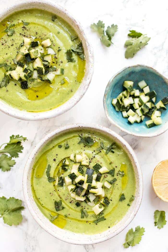 Healthy Zucchini Soup served cold for summer