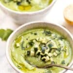 Healthy Avocado Zucchini Soup served cold