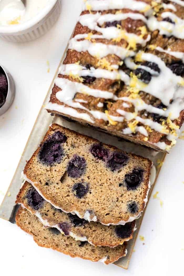 healthy blueberry banana bread made with almond flour
