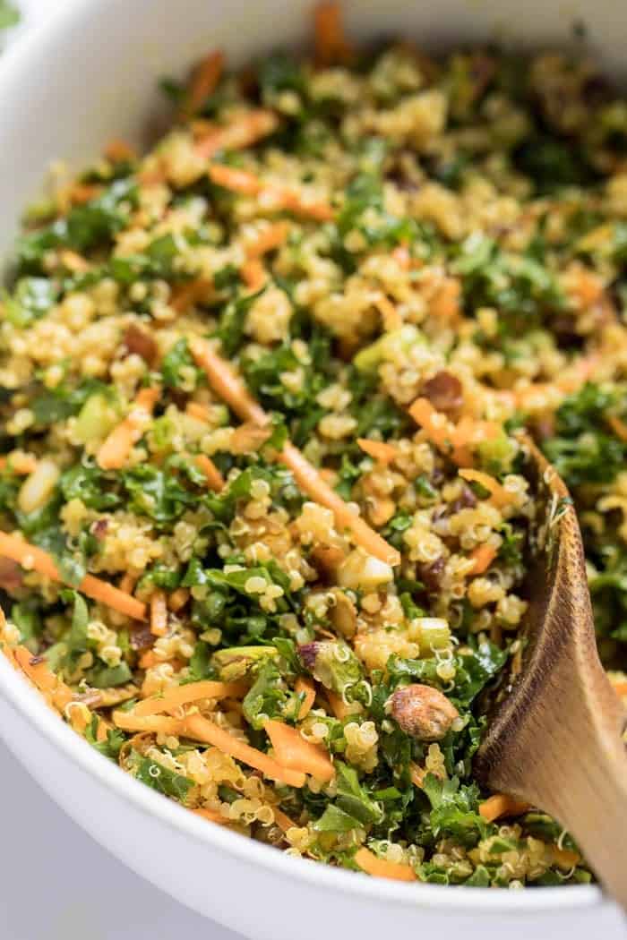 moroccan quinoa salad with kale and carrots