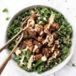 Creamy Kale Salad with Smoky Baked Tempeh Croutons