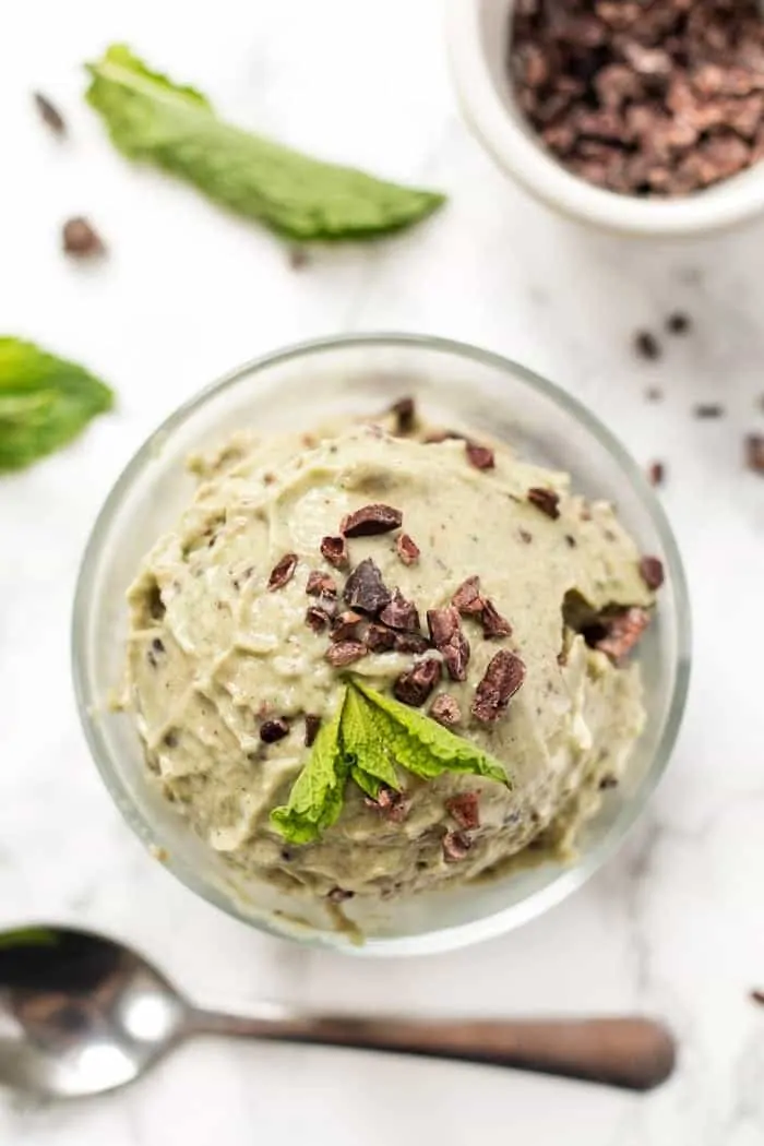 Healthy Mint Chip Ice Cream with Bananas & Avocado