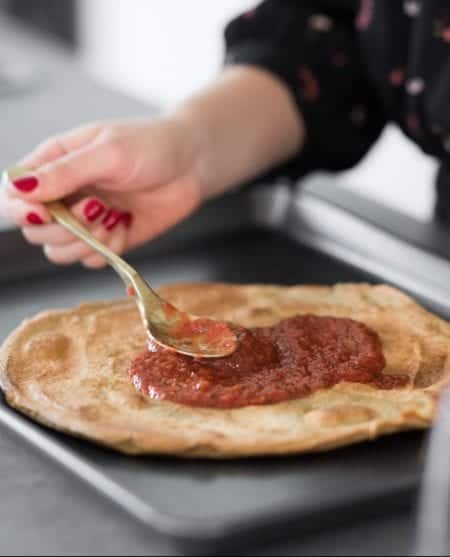 gluten-free pizza with tomato sauce