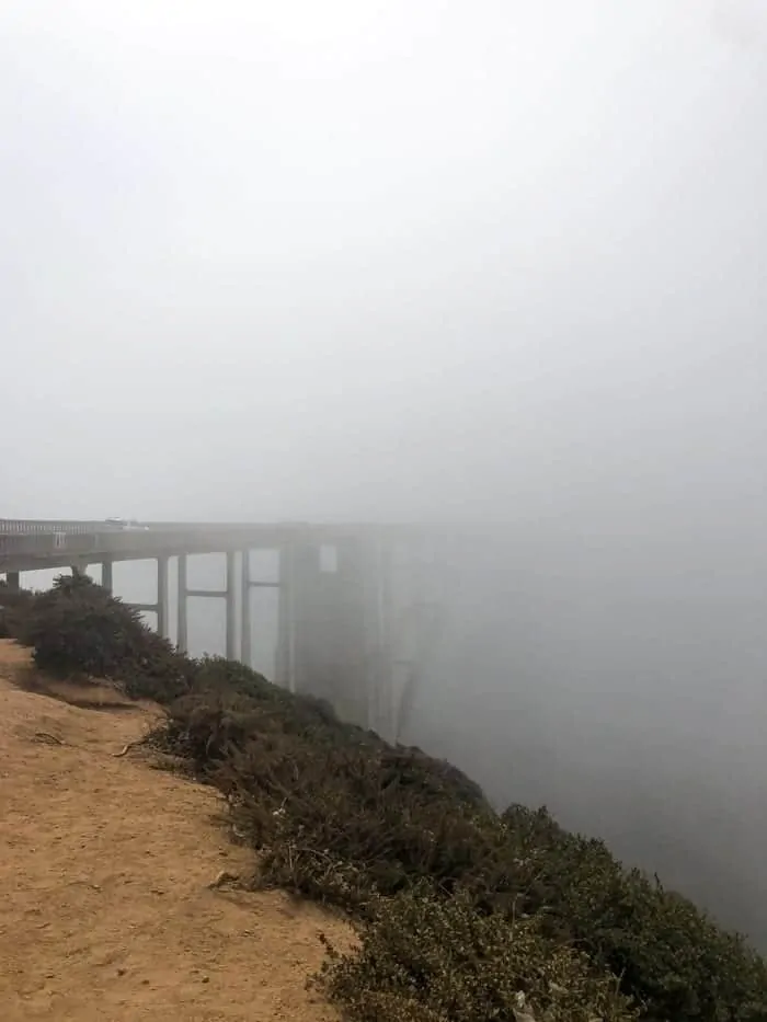 Bixby Bridge covered in fog