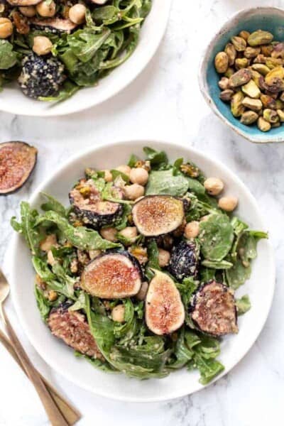 Arugula, Fig, Pistachio Salad with Balsamic Vinaigrette