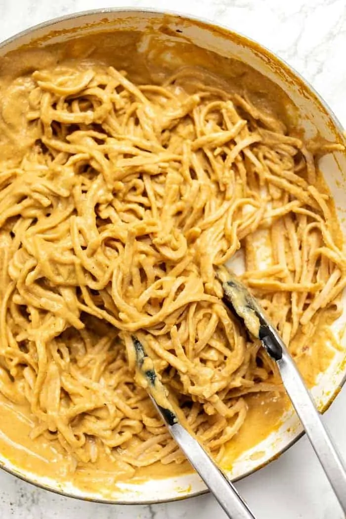 Vegan Alfredo Pasta with Pumpkin