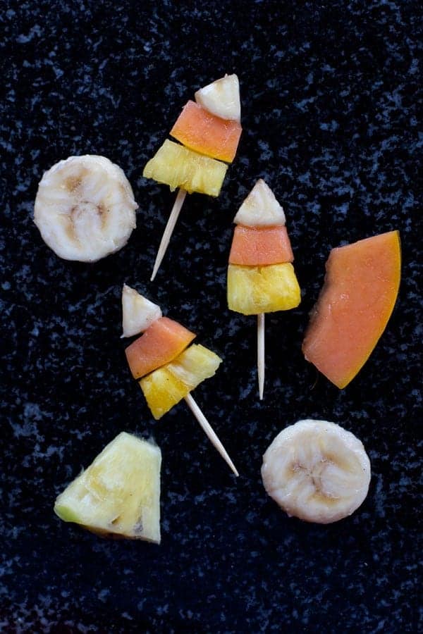 Candy Corn Fruit Kebabs