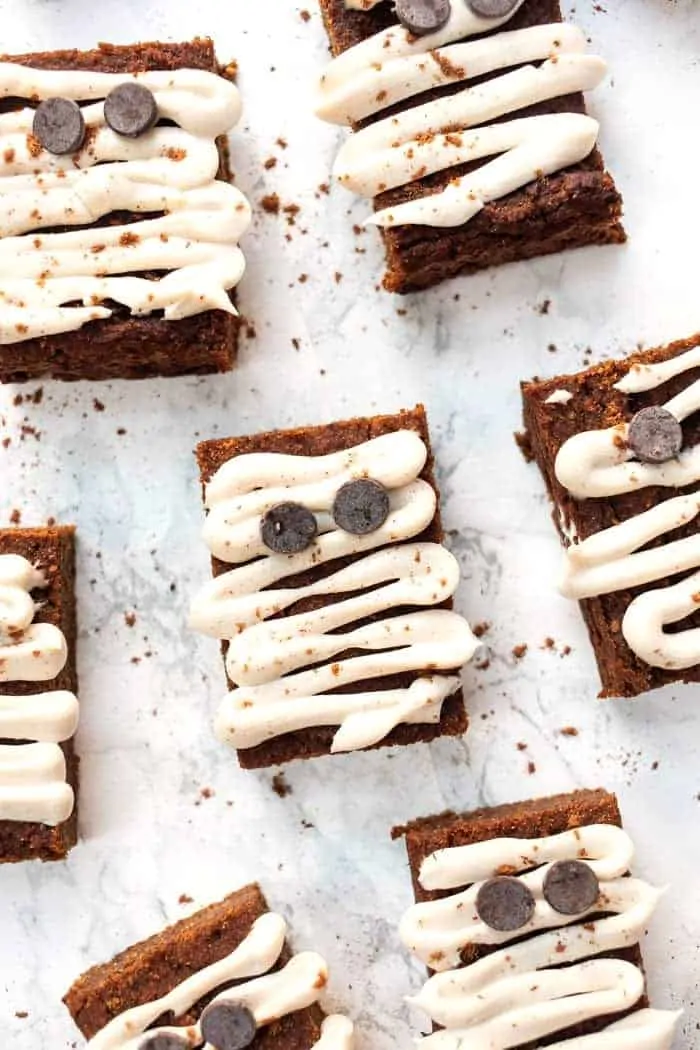 Mummy Pumpkin Bars with Cream Cheese Frosting