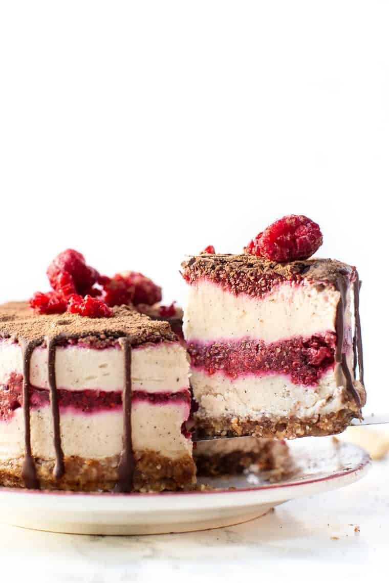 Vegan Raspberry Cheesecake with Nut Crust