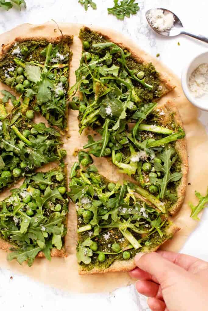 Almond Flour Pesto Pizza