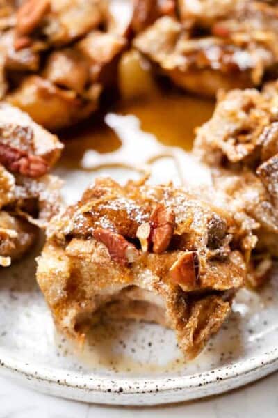 Apple French toast muffins on plate