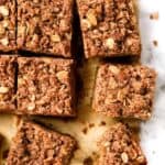 Overhead view of cut gluten-free coffee cake