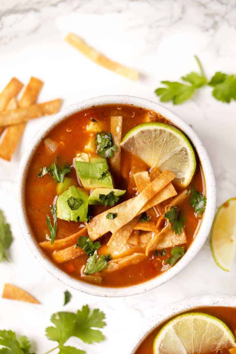 Crockpot Spicy Vegetarian Tortilla Soup with Quinoa. - Half Baked