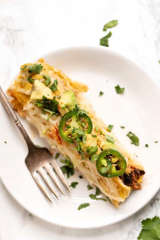 Vegetarian Enchiladas Verdes with Jackfruit