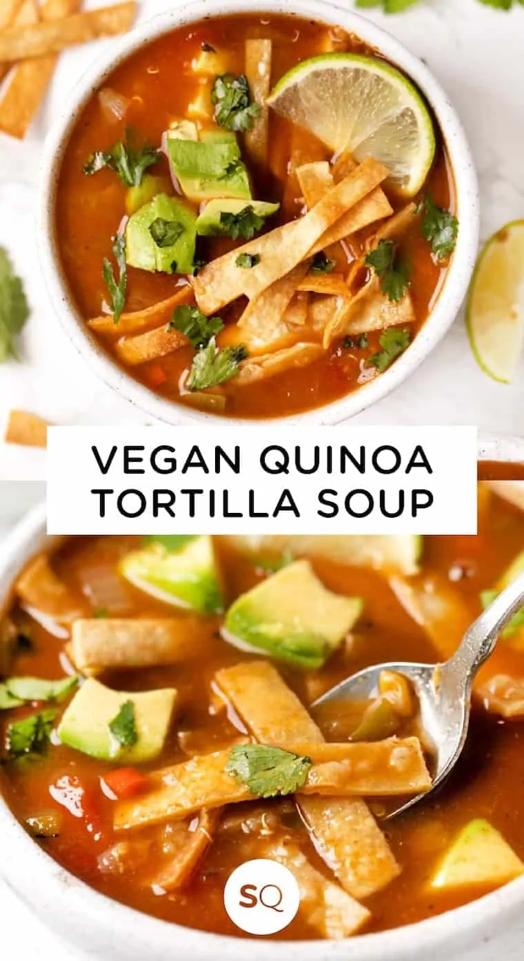 Collage of Vegan Tortilla Soup