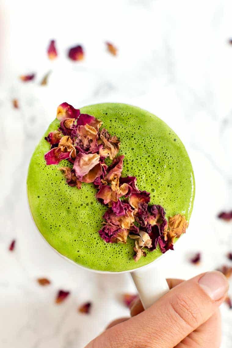 Rose Matcha Latte with Superfoods