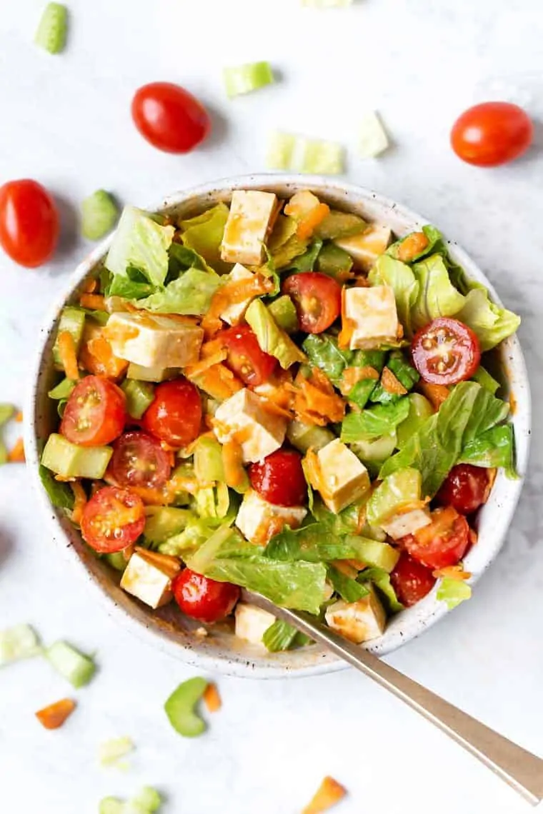 Vegan Buffalo Tofu Salad