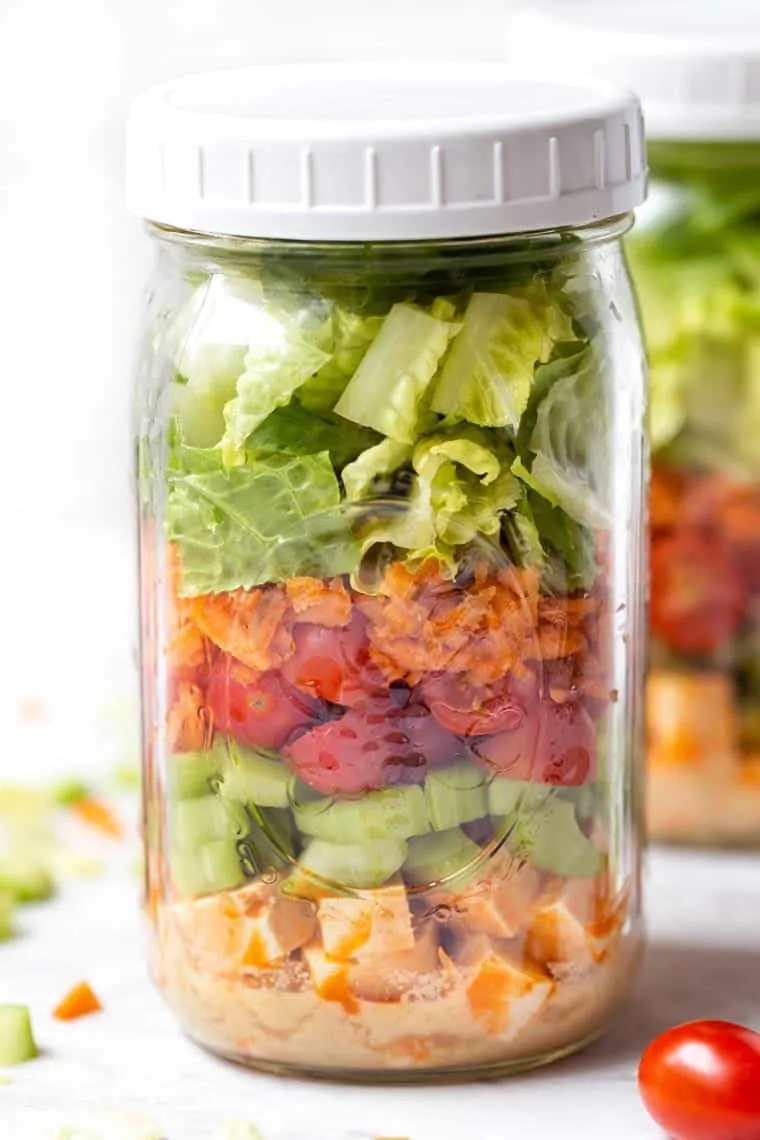 Buffalo Tofu Mason Jar Salads