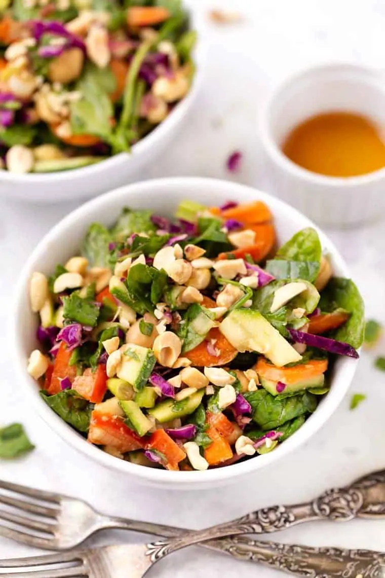 Thai Chopped Spinach Salad with Chickpeas