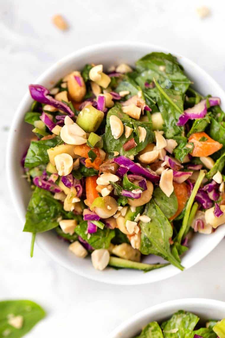 Thai Chopped Spinach Salad with Chickpeas