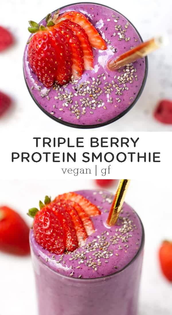 Vegan Triple Berry Protein Smoothie Recipe - Simply Quinoa