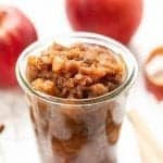 Homemade cinnamon applesauce in a jar.