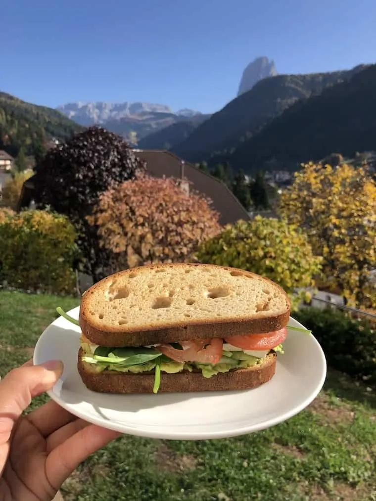 Vegan Sandwich in Dolomites