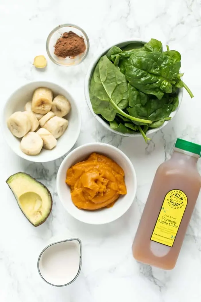 Ingredients for Pumpkin Spinach Smoothie